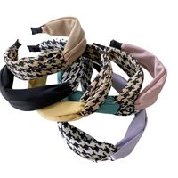 Korean Version Houndstooth Color Matching Knotted Headband main image 6
