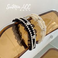 Korean Version Lace Pearl Fold Headband main image 3