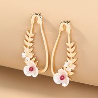 Fashion Alloy Flower Leaf Pin Earrings sku image 1