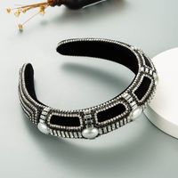 Baroque Style Full Diamond Sponge Pearl Flannel Headband sku image 2