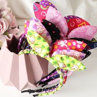 New Korean Style Garden Floral Fruit Print Cloth Round Ear Bow Headband main image 3
