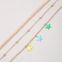 New Bohemian Star Simple Bead Airplane Chain Alloy Anklet 3-piece Set main image 6