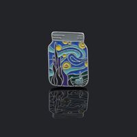 Cartoon Van Gogh Oil Painting Fantasy Starry Sky Bottle Alloy Dripping Oil Metal Brooch main image 4
