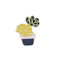 Creative Cartoon Plant Green Rose Cactus Flower Pot Dripping Alloy Brooch sku image 6