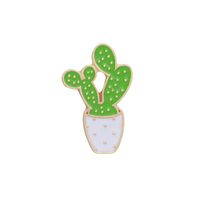 Creative Cartoon Plant Green Rose Cactus Flower Pot Dripping Alloy Brooch sku image 7