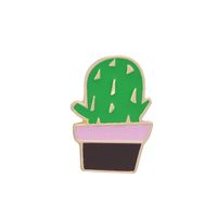 Creative Cartoon Plant Green Rose Cactus Flower Pot Dripping Alloy Brooch sku image 3
