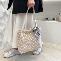 Fashion Silk Scarf Shoulder Straw Bag Wholesale main image 5
