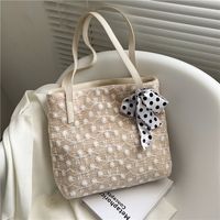 Fashion Silk Scarf Shoulder Straw Bag Wholesale main image 4