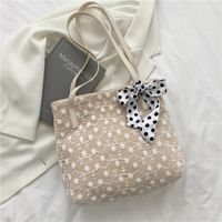 Fashion Silk Scarf Shoulder Straw Bag Wholesale sku image 2