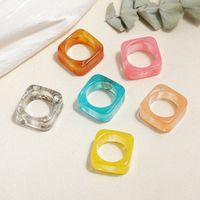 Fashion Style Candy Color Square Resin Ring Set main image 1