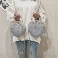 Fashion Heart-shape Plush Shoulder Messenger Portable Bag main image 1