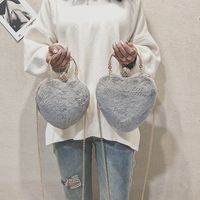Fashion Heart-shape Plush Shoulder Messenger Portable Bag main image 2