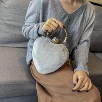 Fashion Heart-shape Plush Shoulder Messenger Portable Bag sku image 10