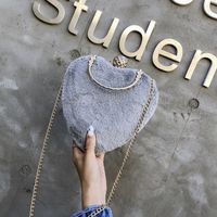 Fashion Heart-shape Plush Shoulder Messenger Portable Bag sku image 5