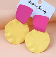 Fashion Metal Fluorescent Color Wild Geometric Shape Exaggerated Earrings main image 1