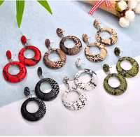 Fashion Simple Style Snakeskin Circle Exaggerated Earrings main image 1