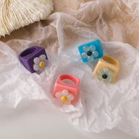 Fashion Flower Contrast Color Acrylic Ring Wholesale main image 4