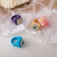 Fashion Flower Contrast Color Acrylic Ring Wholesale main image 5