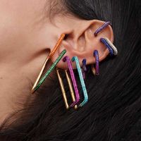 Simple Single Rectangular Heart Multicolor Ear Clip main image 6