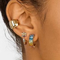 Einfache Legierung Farbe Diamant Ohrringe Großhandel main image 2