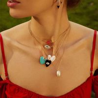 Creative Fashion Style Lips Peach Heart Multicolor Oil Drop Necklace main image 1
