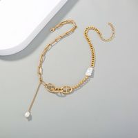 Fashion Stitching Chain Pearl Pendant Single Layer Clavicle Chain main image 2