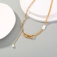 Fashion Stitching Chain Pearl Pendant Single Layer Clavicle Chain main image 5
