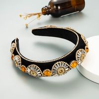 New Baroque Style Fashion Rhinestone Flower Flannel Headband main image 4