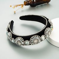 New Baroque Style Fashion Rhinestone Flower Flannel Headband main image 5