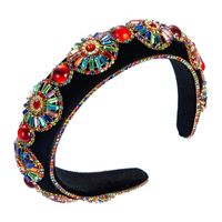 New Baroque Style Fashion Rhinestone Flower Flannel Headband main image 6
