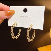 Korean Style Hollow C-shaped Metal Chain Design Earrings main image 1