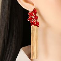 Korean Fashion Style New Diamond Flower Tassel Earrings main image 4