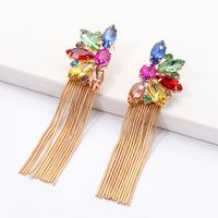 Korean Fashion Style New Diamond Flower Tassel Earrings main image 3
