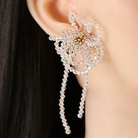 Baroque Pearl New Flower Long Tassels Earrings main image 3