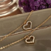 New Simple Gold Inlaid Rhinestone Love Double Necklace main image 4
