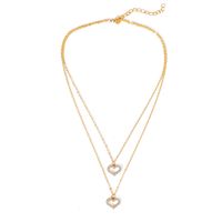 Nouveau Collier Double D&#39;amour Simple En Strass Incrusté D&#39;or main image 6