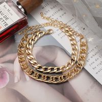 Fashion Gold Double Layer Exaggerated Bracelet Thick Chain Anklet main image 4