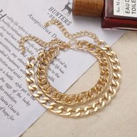 Fashion Gold Double Layer Exaggerated Bracelet Thick Chain Anklet main image 5
