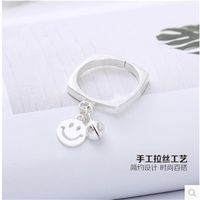 Anillo De Plata Esterlina Coreana Bell Smiley Pendent S925 main image 3