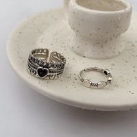 Fashion S925 Silver Heart-shaped Three-layer Hollow Ring main image 2