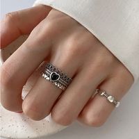 Fashion S925 Silver Heart-shaped Three-layer Hollow Ring main image 3