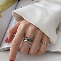 Fashion S925 Silver Heart-shaped Three-layer Hollow Ring main image 4