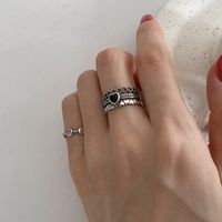 Fashion S925 Silver Heart-shaped Three-layer Hollow Ring main image 5