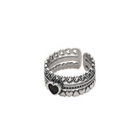 Fashion S925 Silver Heart-shaped Three-layer Hollow Ring main image 6