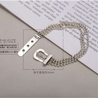 Korean S925 Sterling Silver Belt Buckle Multi-layer Round Bead Chain Bracelet main image 6