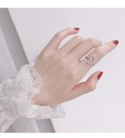 Fashion S925 Sterling Silver Star Moon Fine Row Zircon Ring main image 4