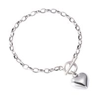 Korea S925 Silver Retro Heart-shaped Ot Buckle Bracelet main image 6