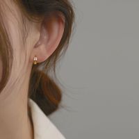 Simple Diamond Copper Earrings Wholesale main image 3