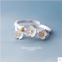 Korean S925 Sterling Silver Plum Blossom Ring main image 2