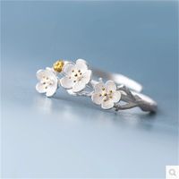 Korean S925 Sterling Silver Plum Blossom Ring main image 4